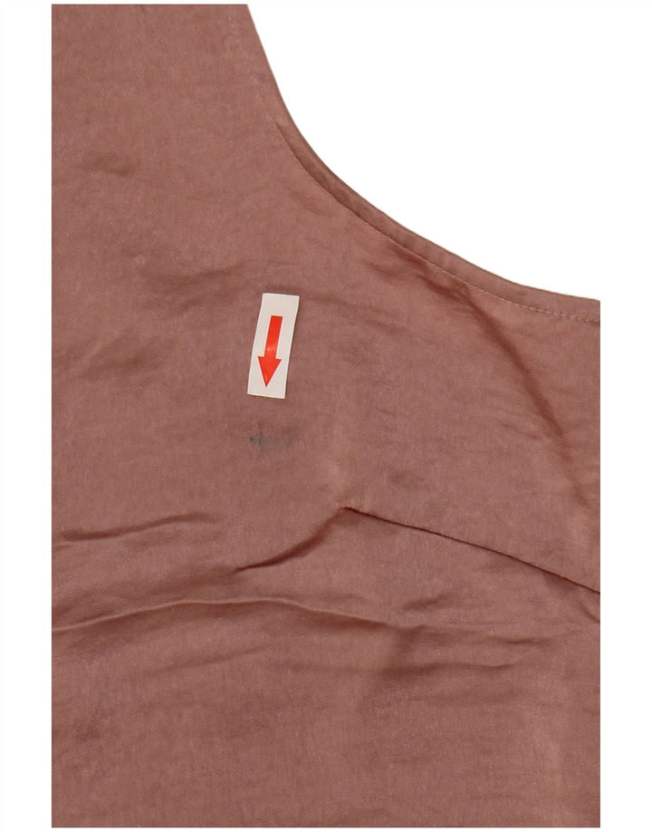 Marks & Spencer ærmeløs skjortebluse til kvinder UK 14 Large Pink Polyester