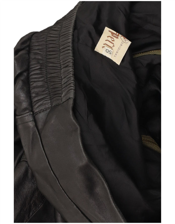 VINTAGE Mens Leather Jacket IT 50 Large Black Leather