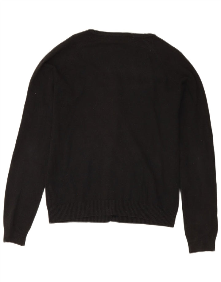 Zara Dame Cardigan Sweater UK 12 Medium Sort Bomuld