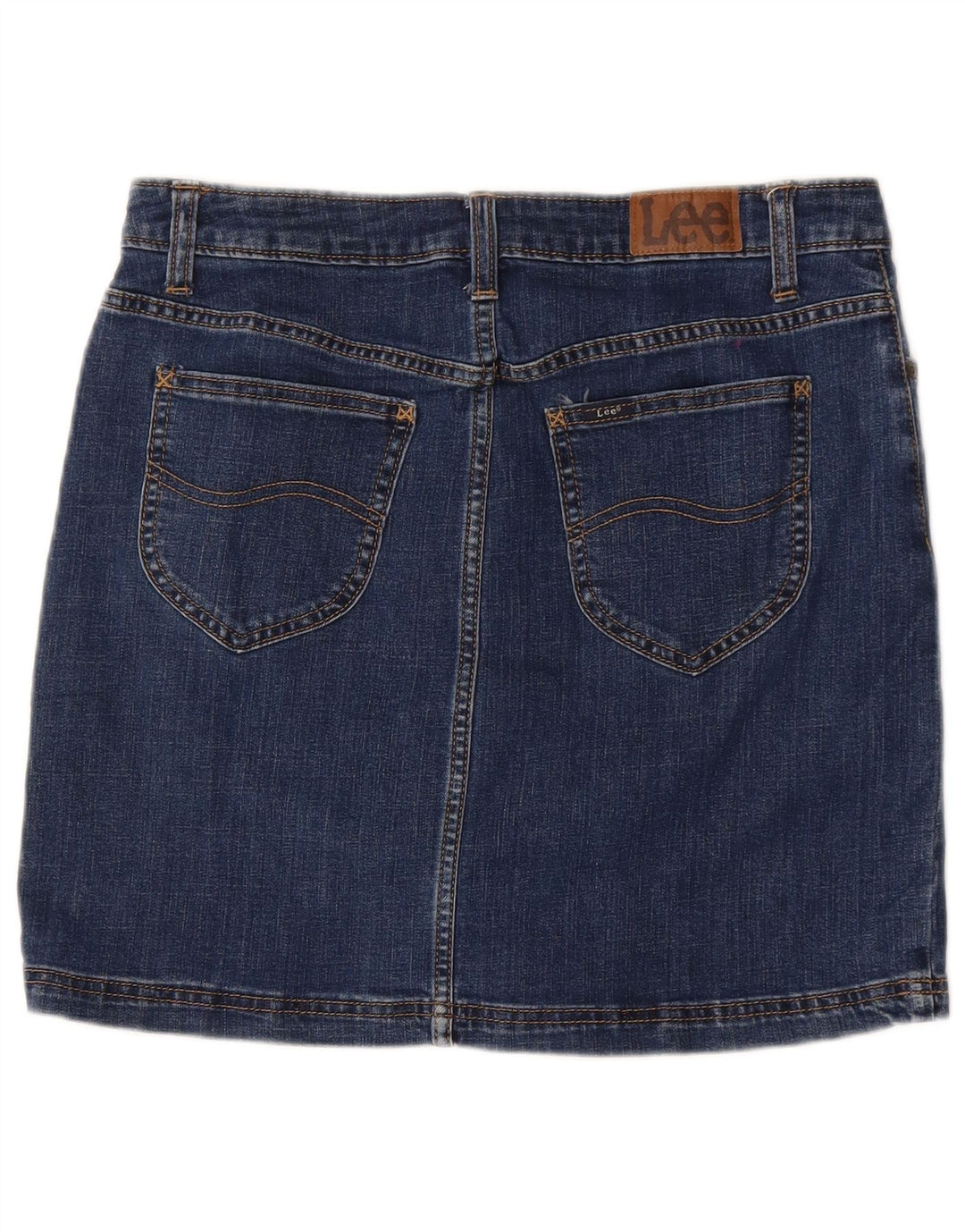 LEE Womens Mid Rise Regular Fit Denim Skirt US 12 Large W32 Navy Blue