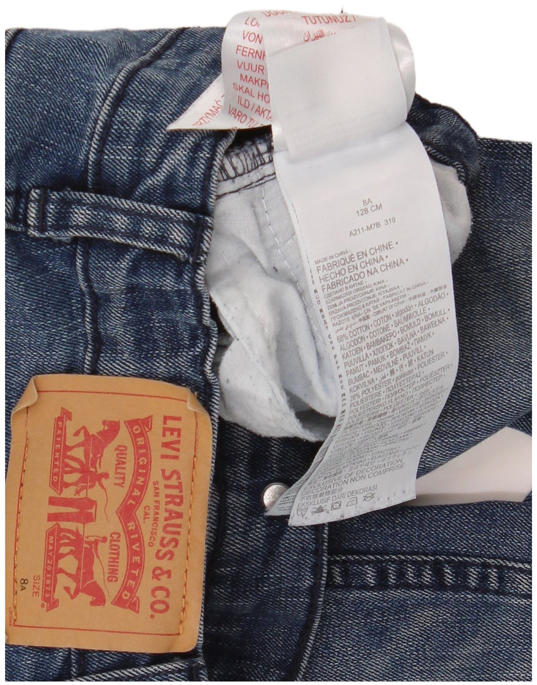 LEVI'S Girls 510 Skinny Jeans 7-8 år W25 L22 Blå Bomuld