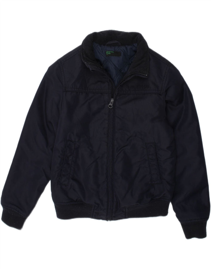 BENETTON Boys Bomber Jacket 7-8 Years Navy Blue Polyamide Vintage Benetton and Second-Hand Benetton from Messina Hembry 