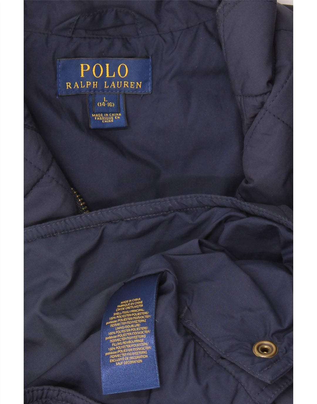 Polo Ralph Lauren Boys Quiltet Gilet 14-15 år Stor marineblå polyester