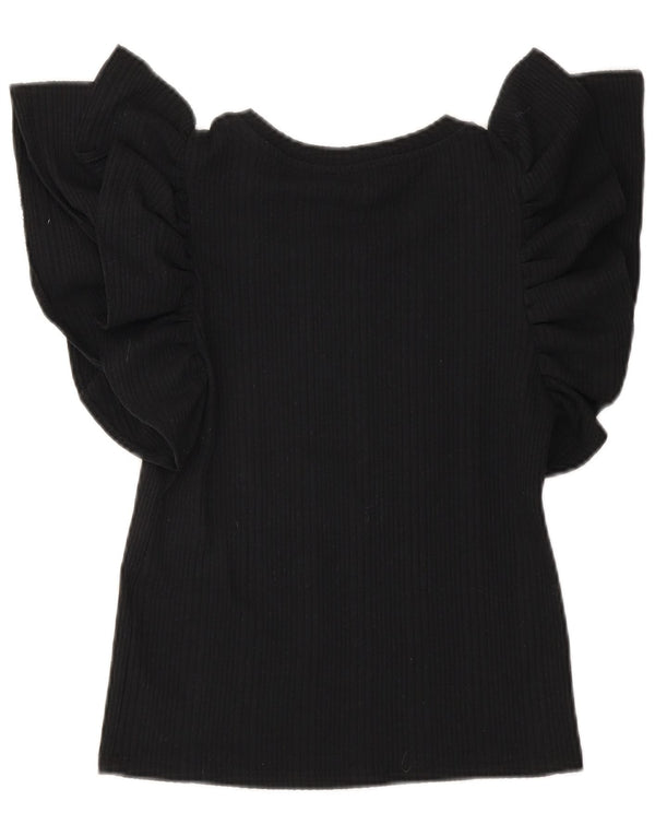 Zara Womens Crop Bluse Top UK 10 Small Black