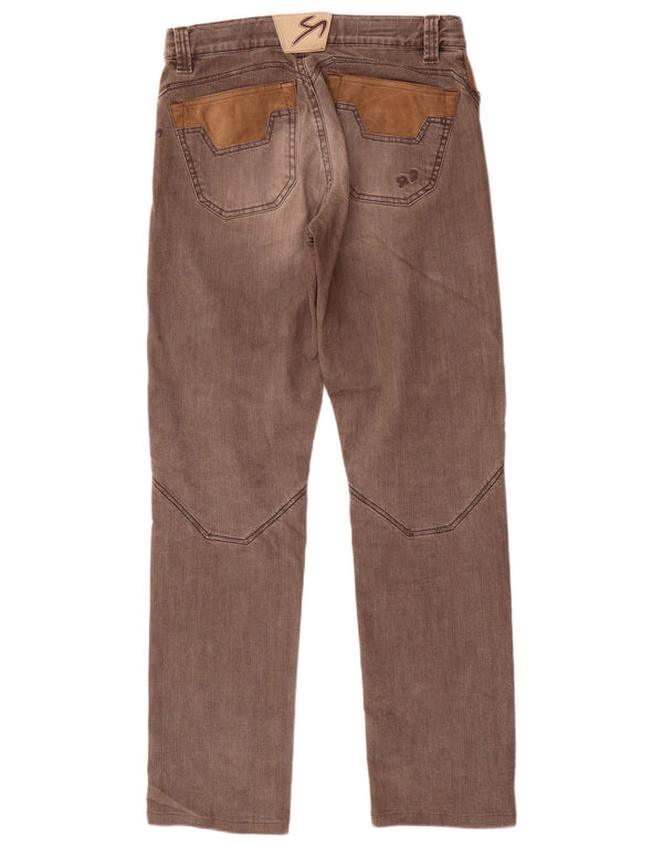 9.2 af Carlo Chionna Straight jeans til mænd W33 L32 Brun Colourblock Bomuld