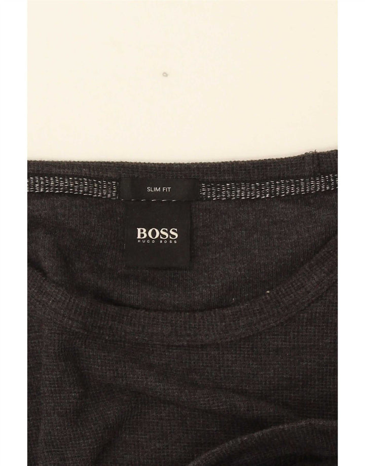 Hugo Boss Herre Slim Fit Top Langærmet Stor Grå Bomuld