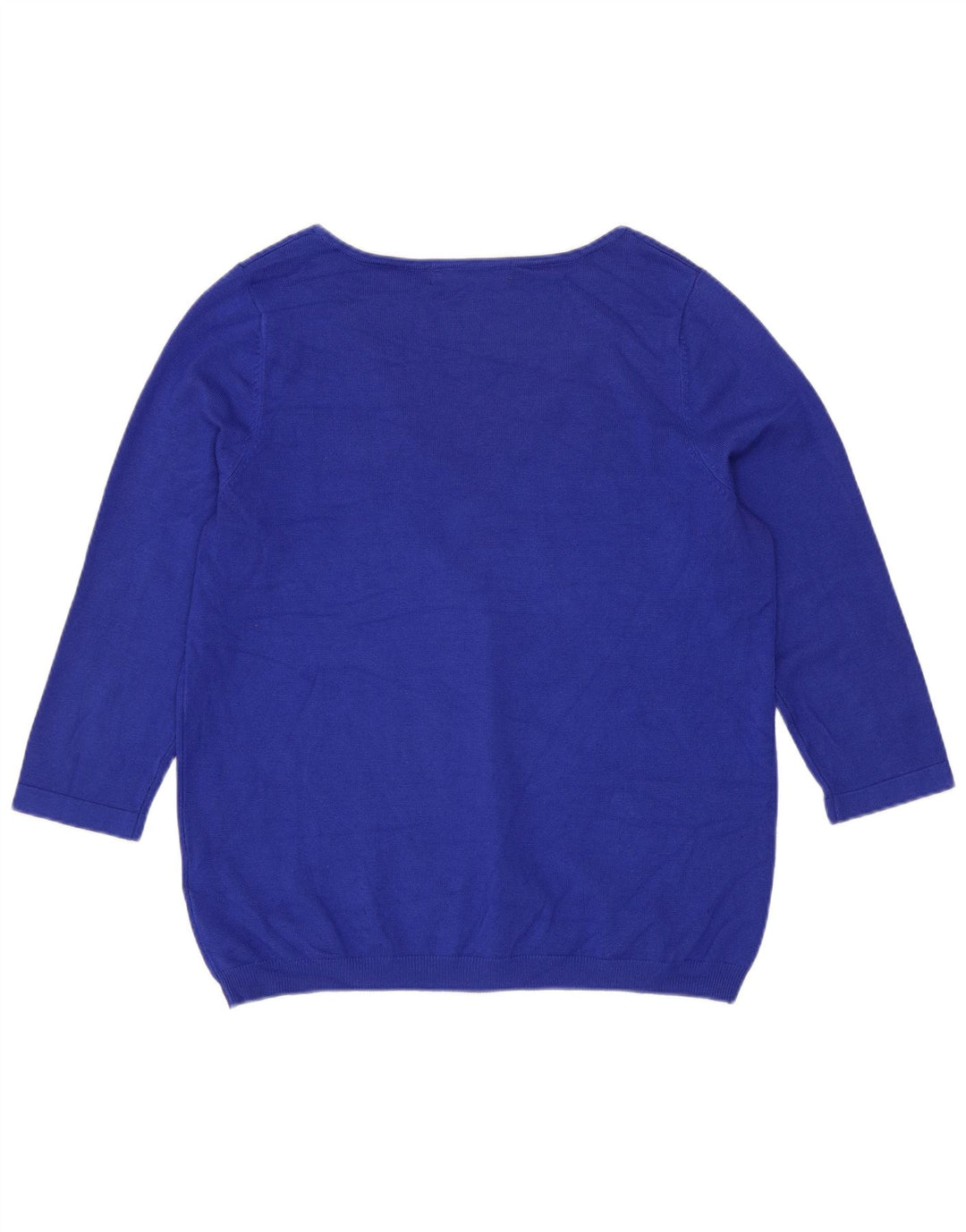 Marks & Spencer Dame 3/4-ærmet V-hals sweater UK 12 Medium Blue