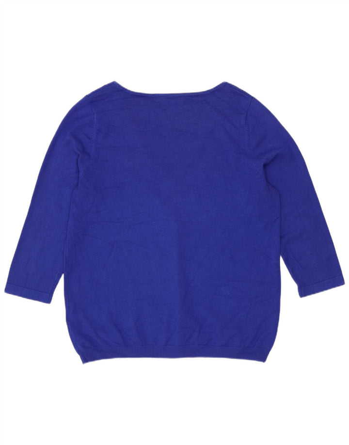 Marks & Spencer Dame 3/4-ærmet V-hals sweater UK 12 Medium Blue
