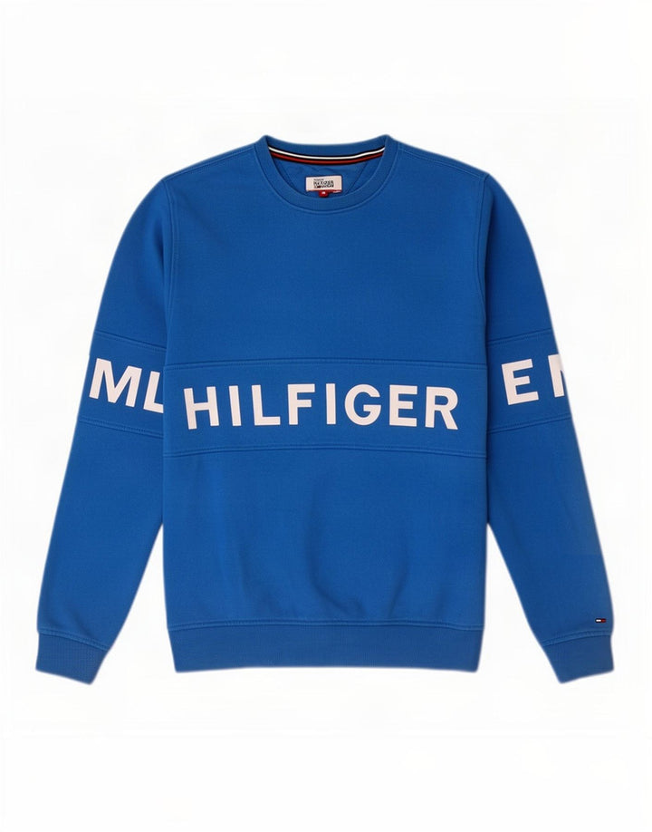 Tommy Hilfiger Herre Grafisk Sweatshirt Jumper Medium Blå Bomuld