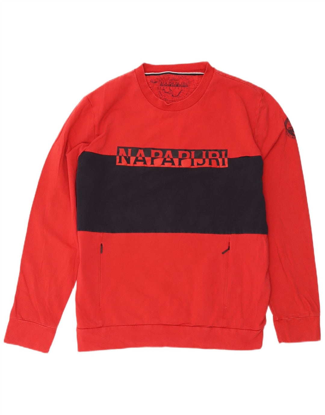 Napapijri Herre Grafisk Sweatshirt Jumper 2XL Rød Colourblock