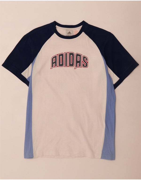 Adidas Herre grafisk T-shirt Top UK 34/36 Small White Colourblock Bomuld