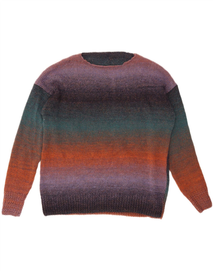 VINTAGE Dame Boat Neck Jumper Sweater UK 18 XL Flerfarvet Stribet