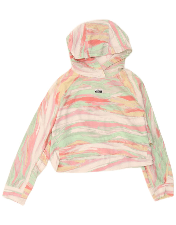Adidas Womens Crop Oversized Hoodie Jumper UK 6 XS Flerfarvet Stribet