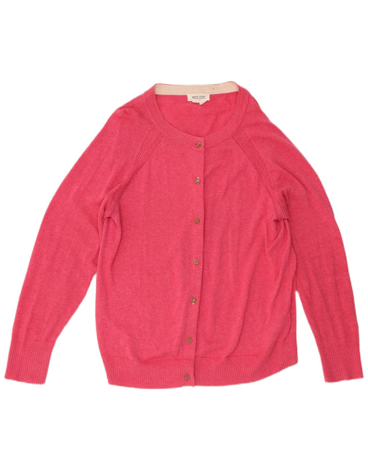 White Stuff Dame Cardigan Sweater UK 16 Large Pink Bomuld