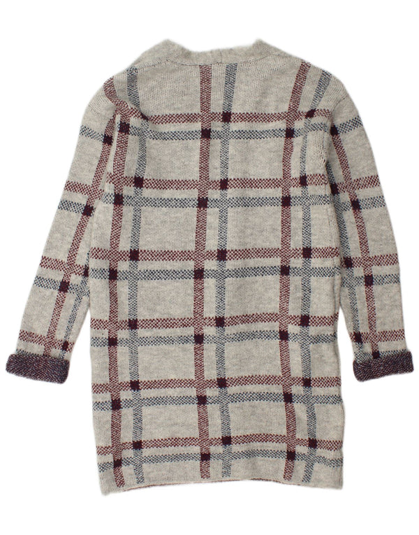 Marks & Spencer Dame Longline Cardigan Sweater UK 10 Small Grey Check