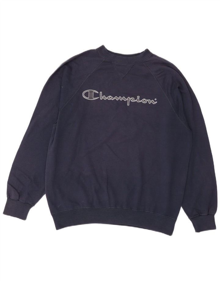 Champion Herre Grafisk Sweatshirt Jumper Large Navy Blue