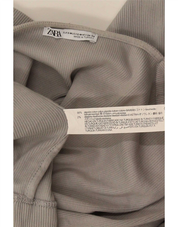 Zara Dame Oversized 3/4 Ærmet Åben Cardigan Sweater UK 10 Lille Grå