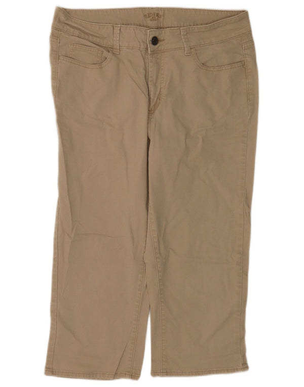Lee Womens Riders Lige Capri Bukser US 14 XL W32 L20 Beige Bomuld