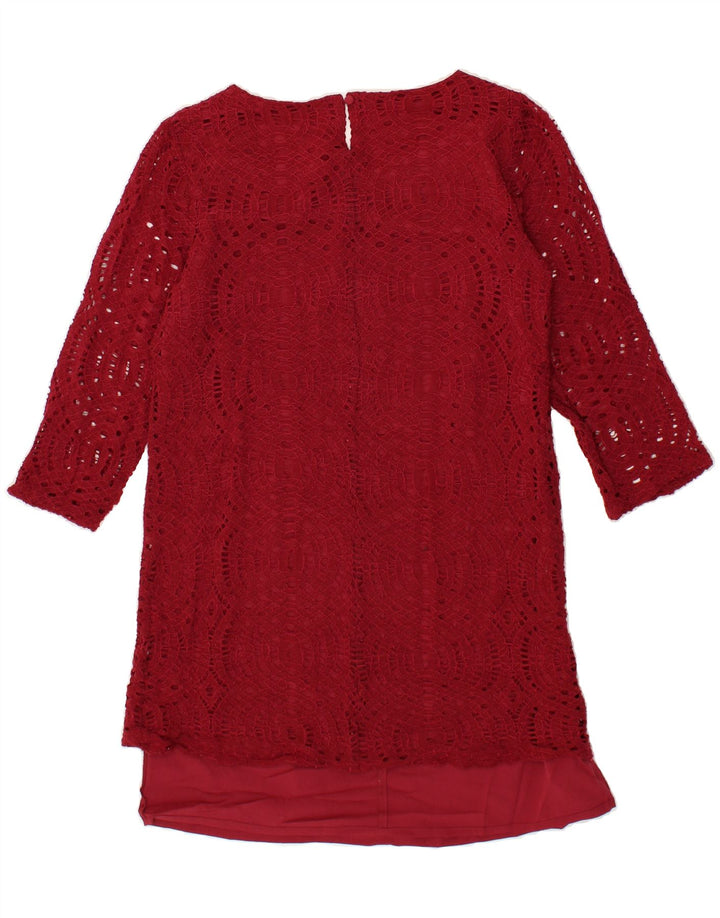 J. CREW Womens 3/4 Sleeve Basic Dress US 4 Small Burgundy Nylon Vintage J. Crew and Second-Hand J. Crew from Messina Hembry 