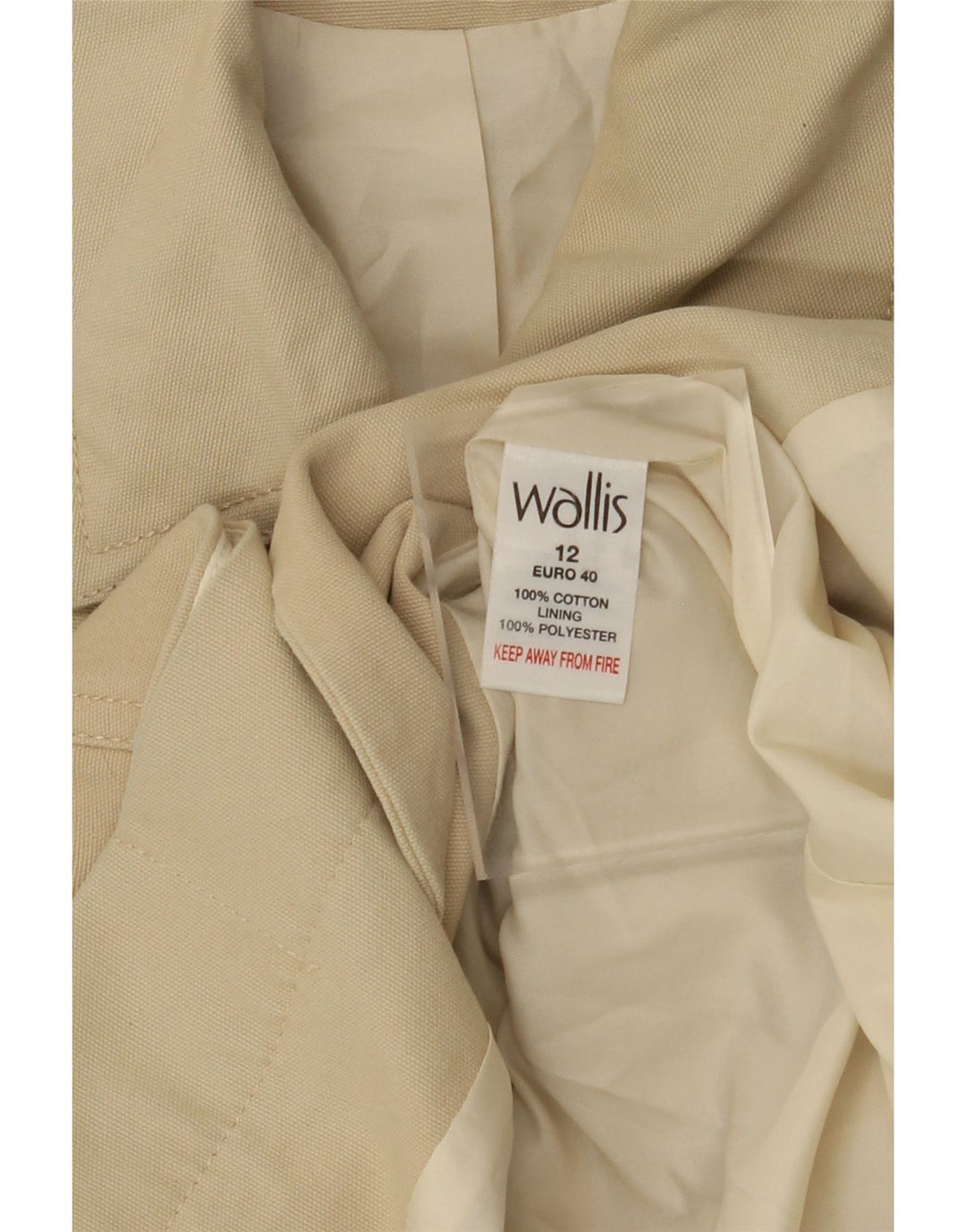 WALLIS Trench Coat til kvinder UK 12 Medium Beige Bomuld