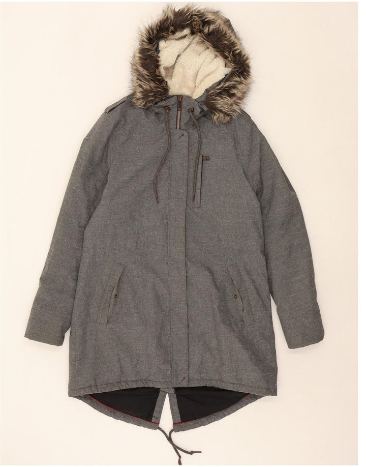 O'NEILL Womens Hooded Parka Jacket UK 16 Large Grey Polyester Vintage O'Neill and Second-Hand O'Neill from Messina Hembry 