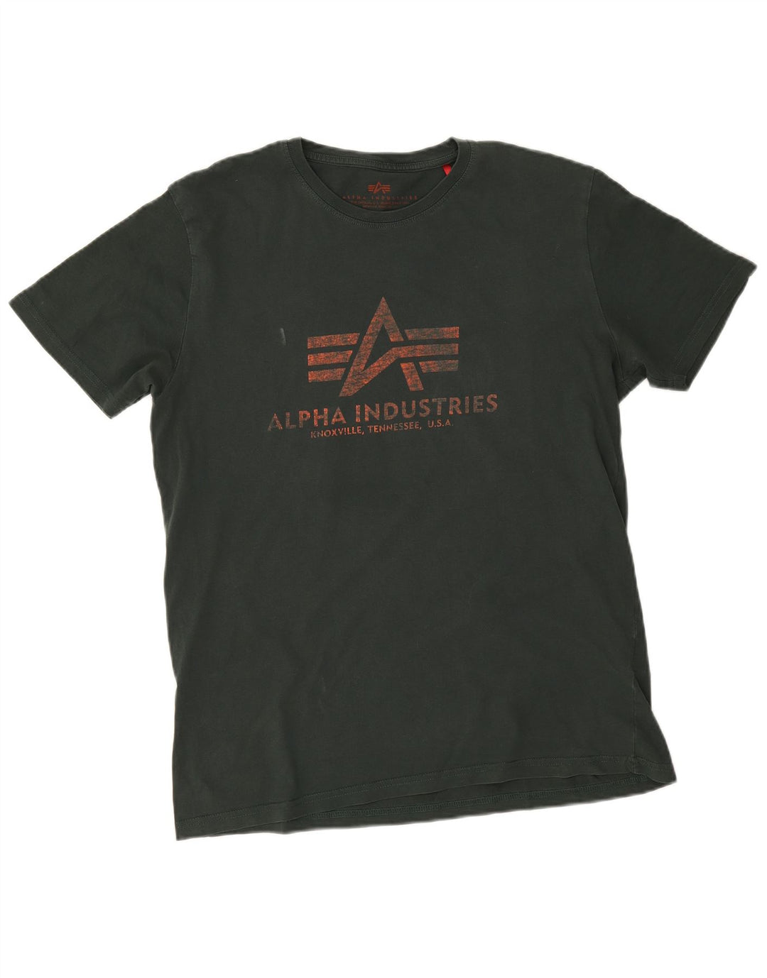 Alpha Industries Herre Grafisk T-Shirt Top Stor Grøn Bomuld