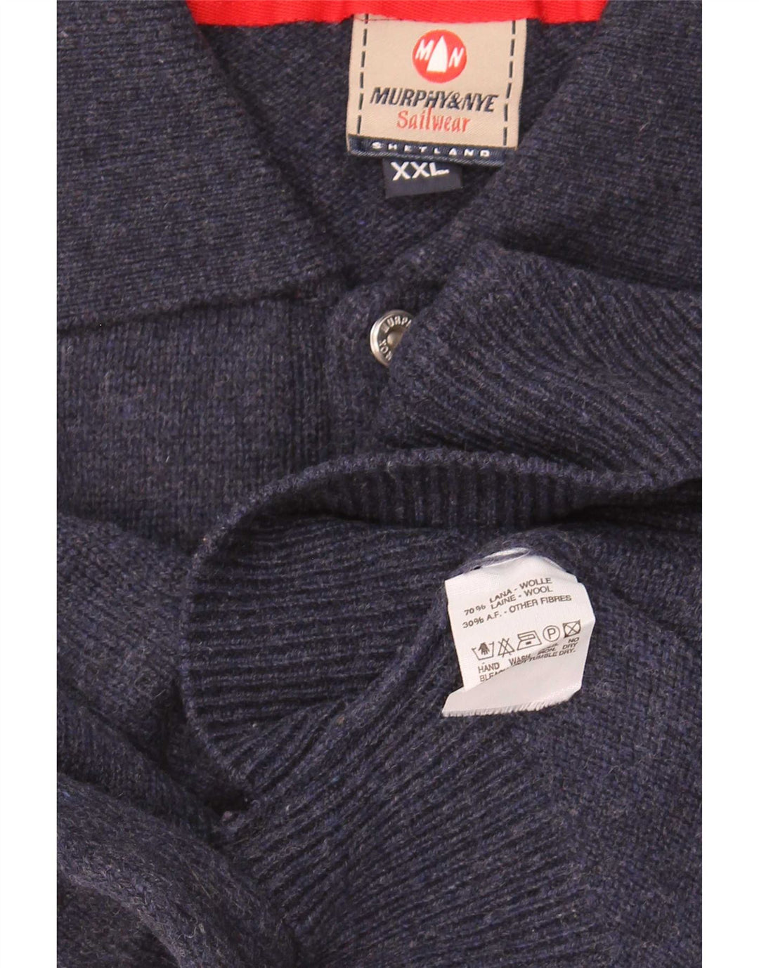Murphy & Nye Herre Polo Neck Jumper Sweater 2XL Navy Blue Wool
