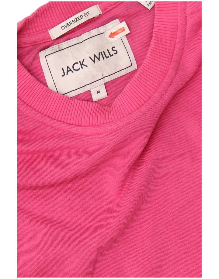JACK WILLS Dame Oversized Sweatshirt Jumper UK 14 Medium Pink Bomuld