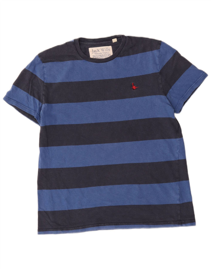Jack Wills Herre T-shirt Top Medium Marineblå Stribet bomuld