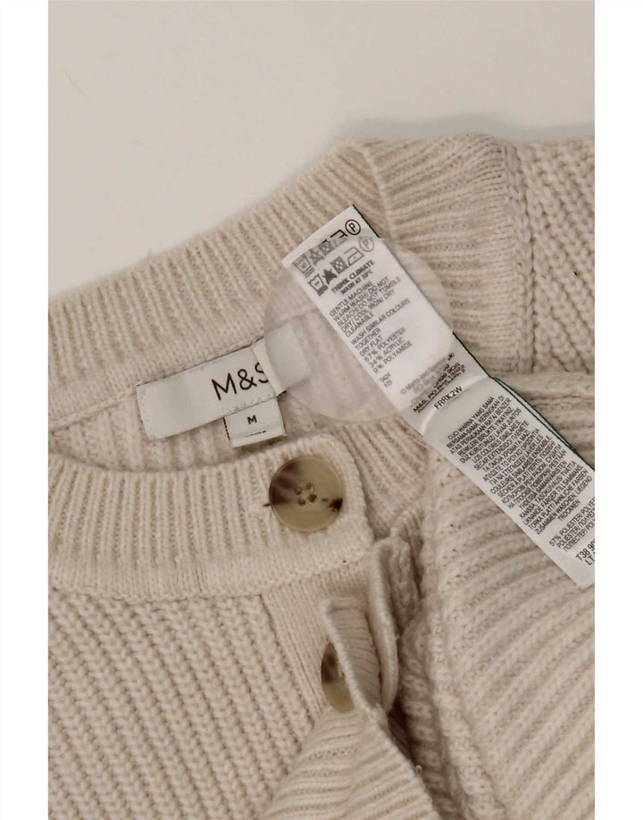 Marks & Spencer Dame Cardigan Sweater UK 14 Medium Beige Polyester