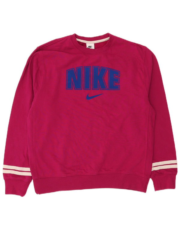Nike Dame Grafisk Oversized Sweatshirt Jumper UK 14 Medium Pink Bomuld