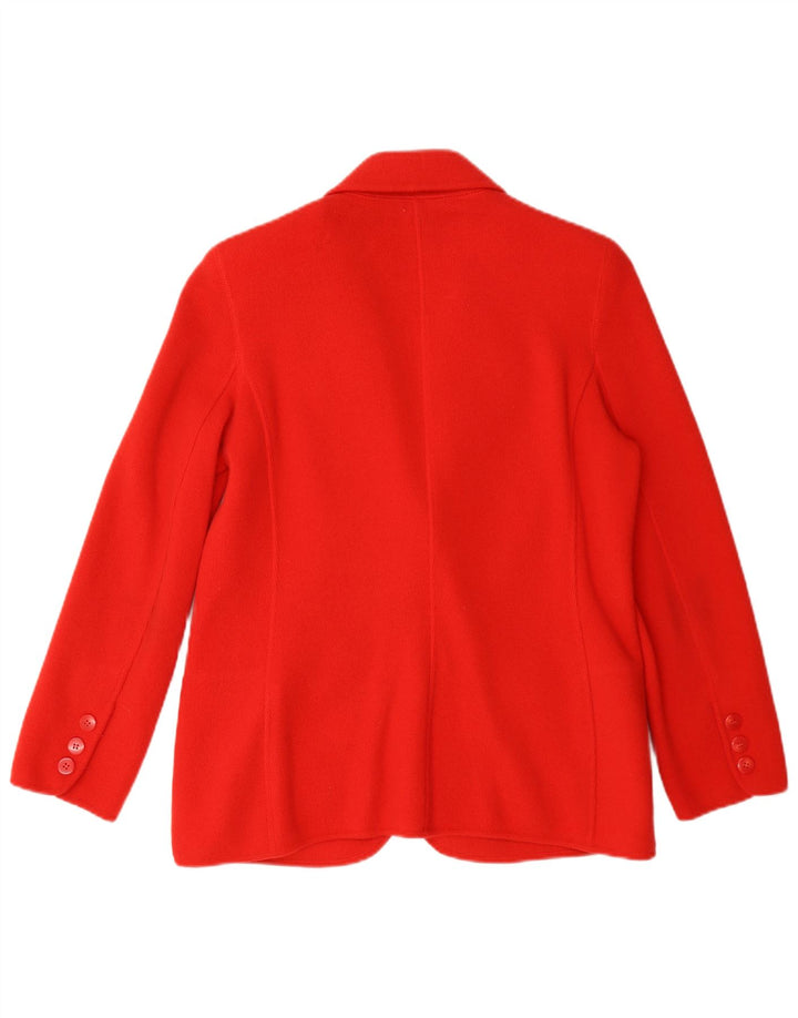 Vintage damestrikket 2-knaps blazerjakke UK 14 Medium Red Cashmere