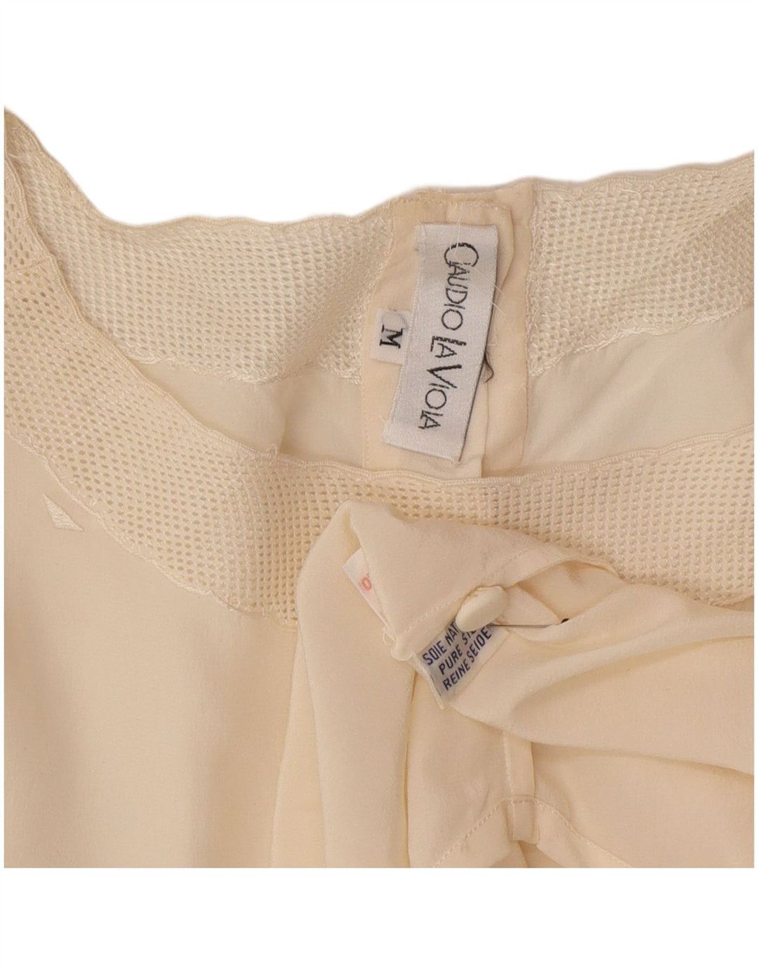 Vintage Dame Oversized Bluse Top UK 14 Medium Off White Silke