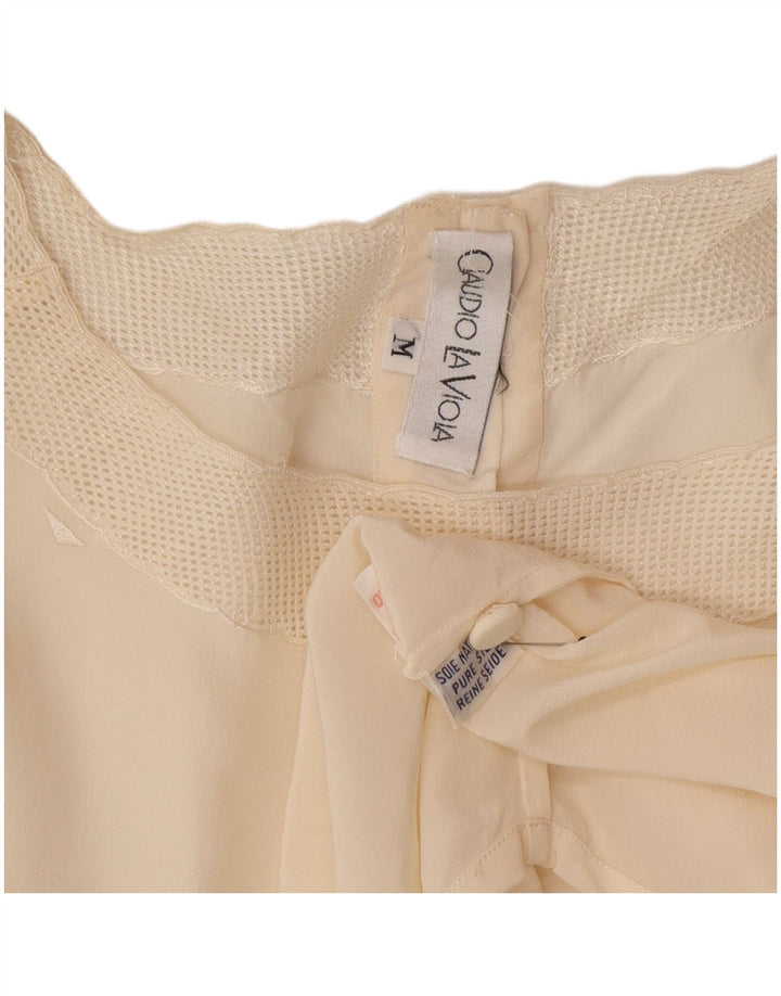 Vintage Dame Oversized Bluse Top UK 14 Medium Off White Silke