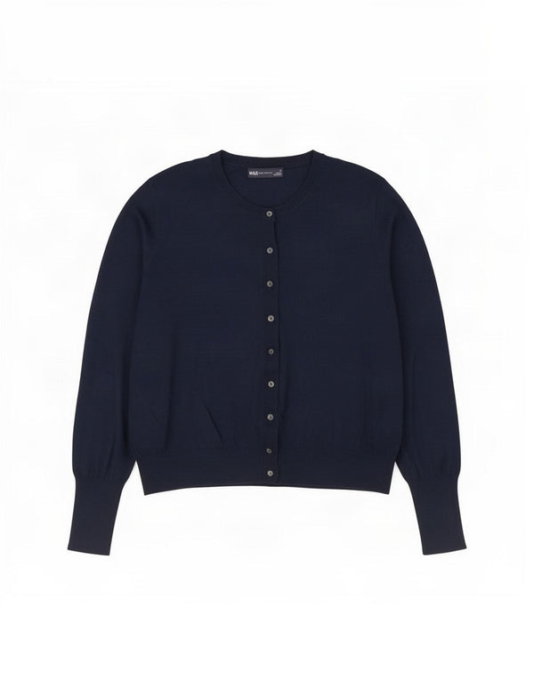 Marks & Spencer Dame Cardigan Sweater UK 18 XL Navy Blue Viscose