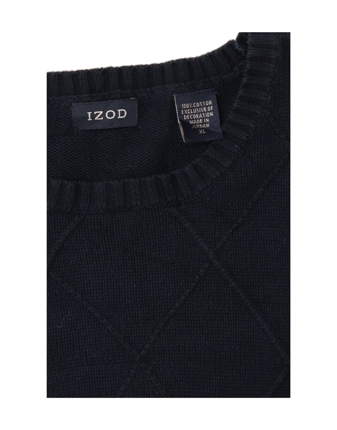 IZOD Mens Crew Neck Jumper Sweater XL Navy Blue Cotton Vintage Izod and Second-Hand Izod from Messina Hembry 