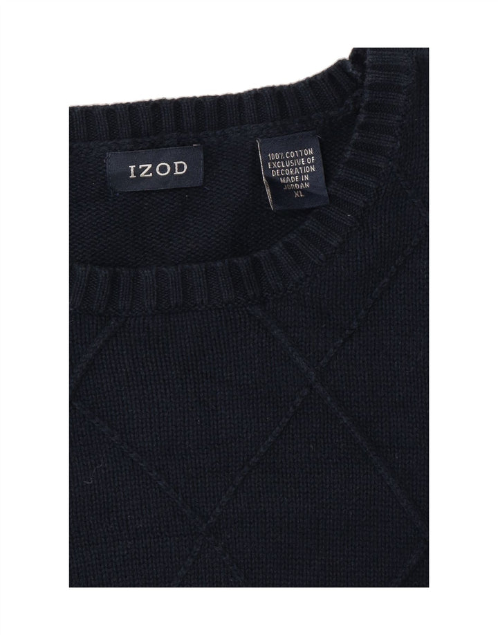 IZOD Mens Crew Neck Jumper Sweater XL Navy Blue Cotton Vintage Izod and Second-Hand Izod from Messina Hembry 