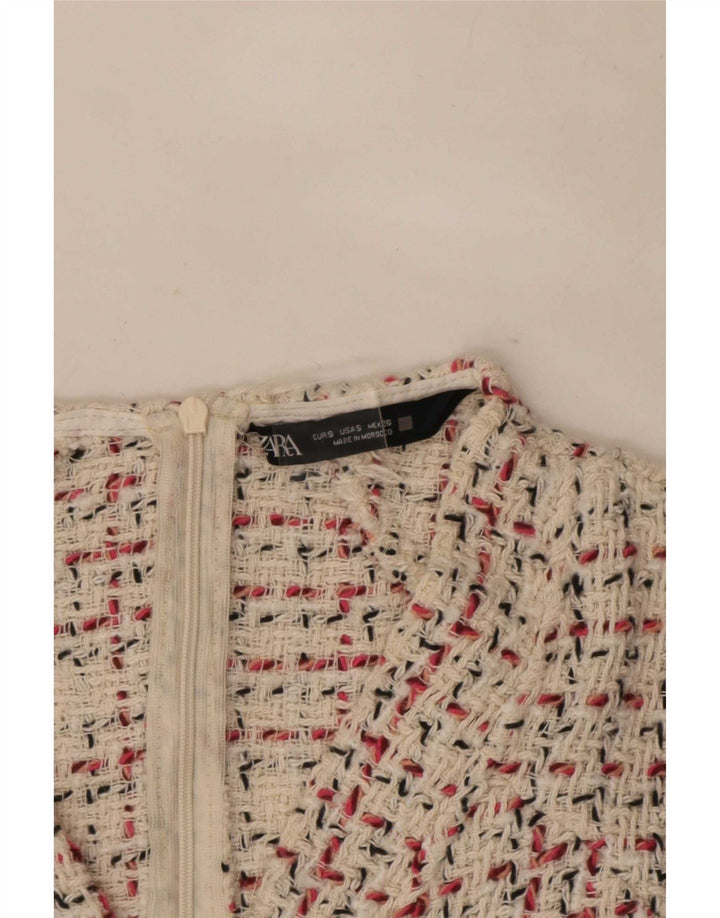 Zara Dame A-Line Kjole UK 8 Small Beige Check