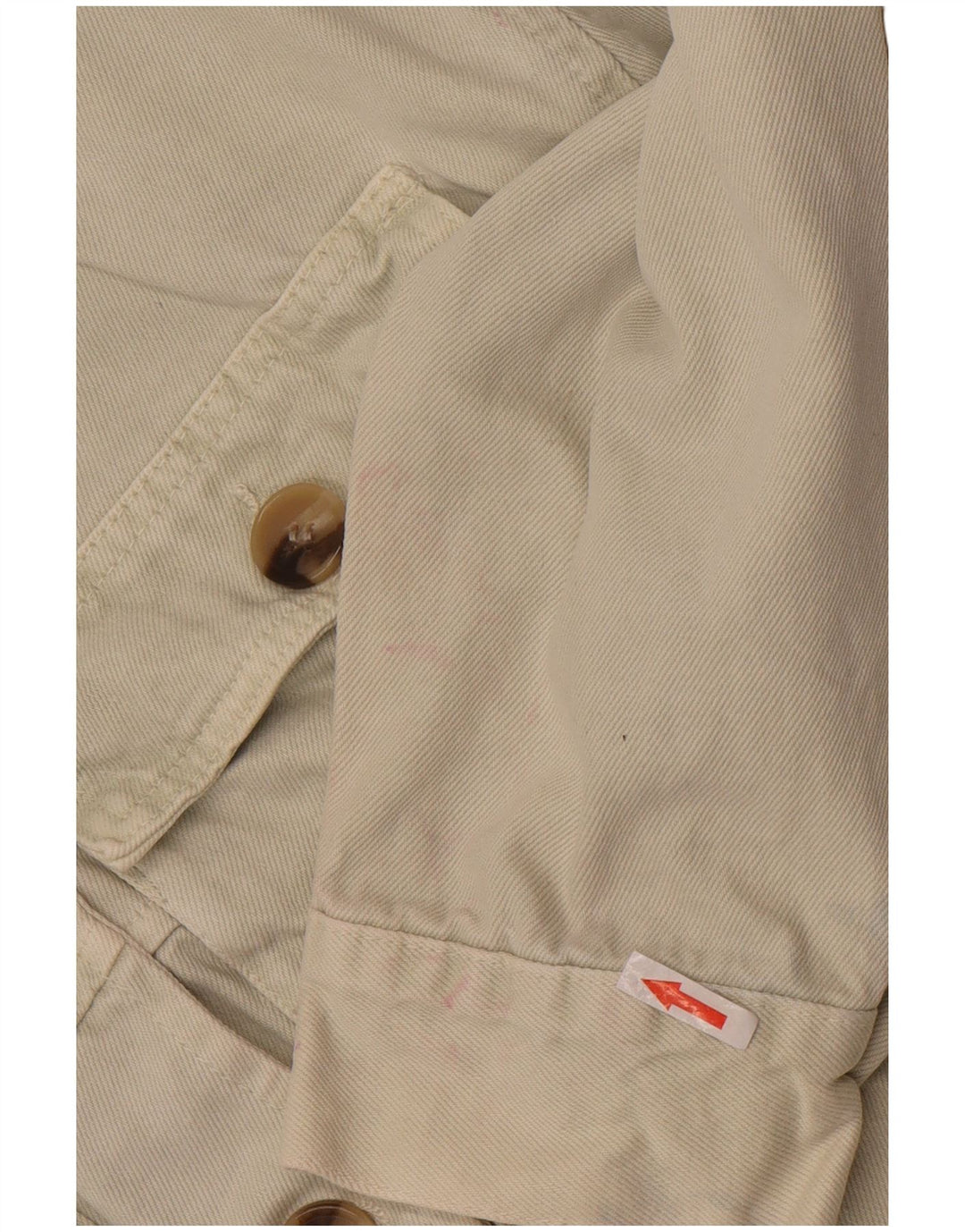 Zara Womens Crop Denim Jacket UK 10 Small Off White Bomuld