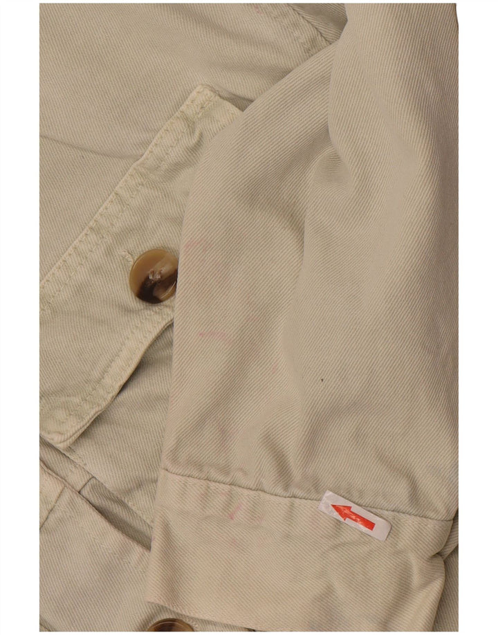 Zara Womens Crop Denim Jacket UK 10 Small Off White Bomuld