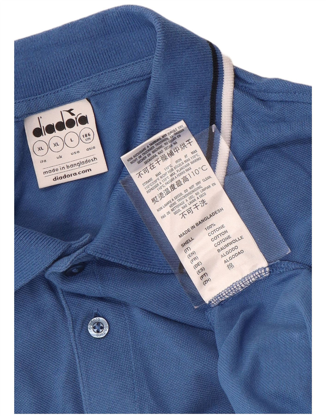 DIADORA Poloshirt til mænd XL Blå Bomuld