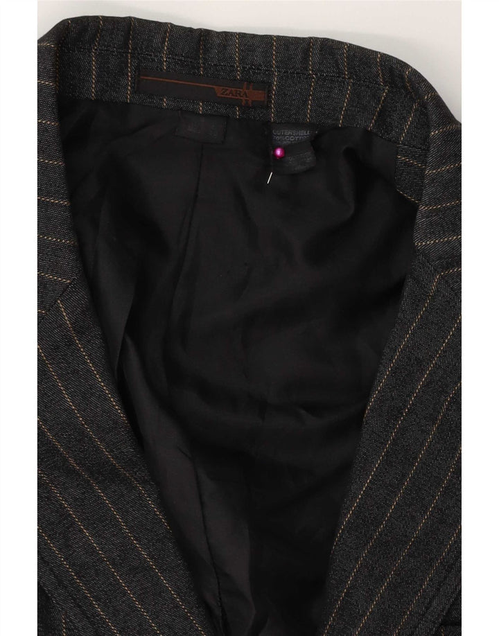 Zara Herre Blazer Jacket UK 38 Mellem grå stribet bomuld