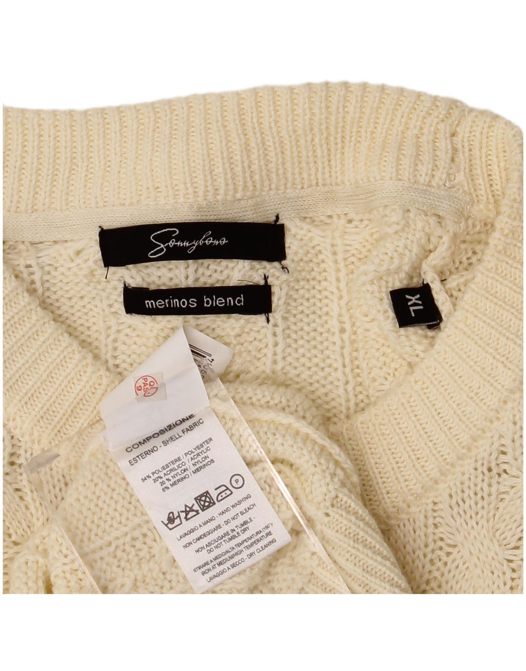 Sonny Bono Herre Crew Neck Jumper Sweater XL Off White Polyester