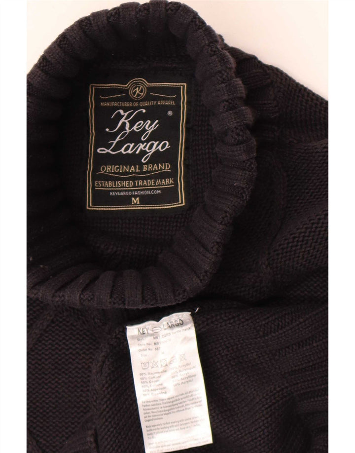 Vintage Dame Roll Neck Jumper Sweater UK 12 Medium Black Argyle/Diamond