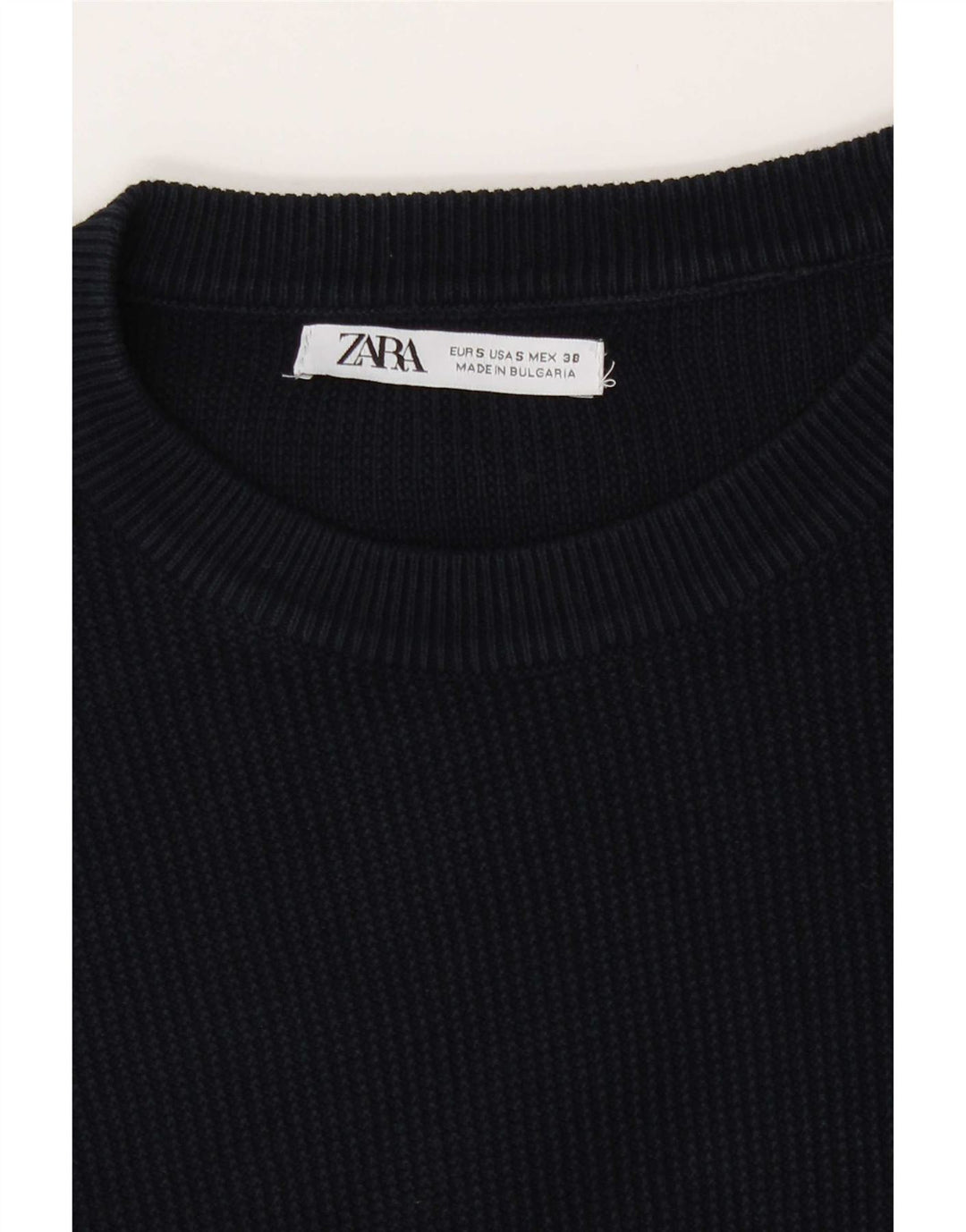 Zara Herre sweater med rund hals, lille marineblå