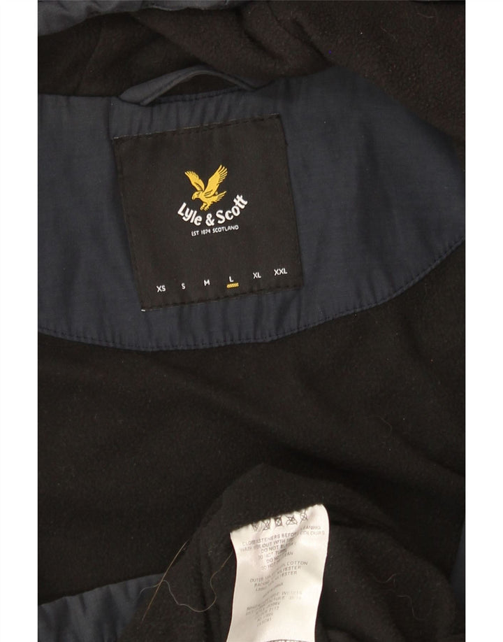LYLE & SCOTT Herre Hættevindjakke UK 40 Stor marineblå nylon