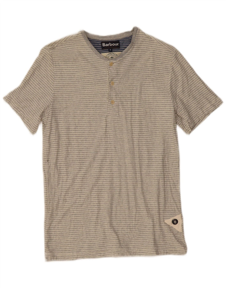 Barbour herre T-shirt top mellem grå stribet