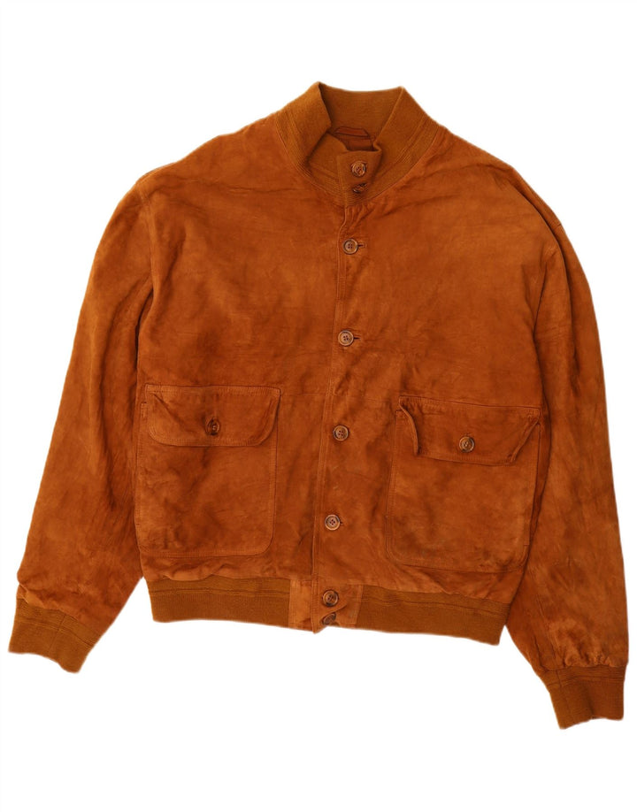 VINTAGE Bomberjakke i ruskind til mænd IT 52 XL brunt læder