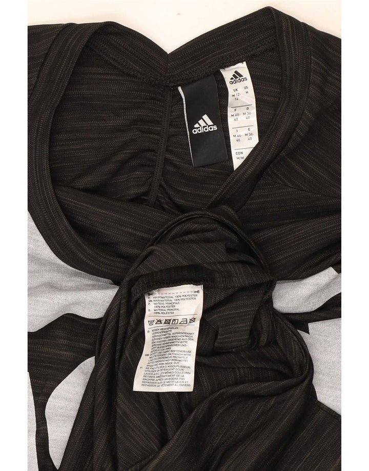 Adidas grafisk T-shirt top til kvinder DK 12/14 mellemgrå flækket polyester