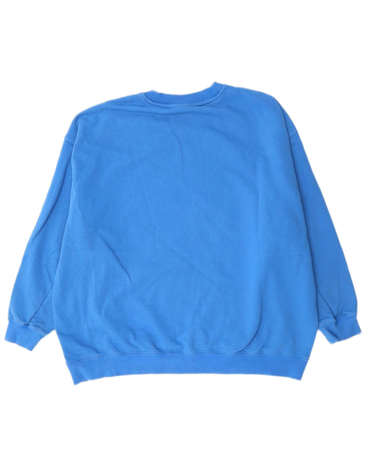ADIDAS Dame Oversized Sweatshirt Jumper UK 14 Stor Blå Bomuld